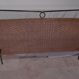 Black metal and rattan bed frame