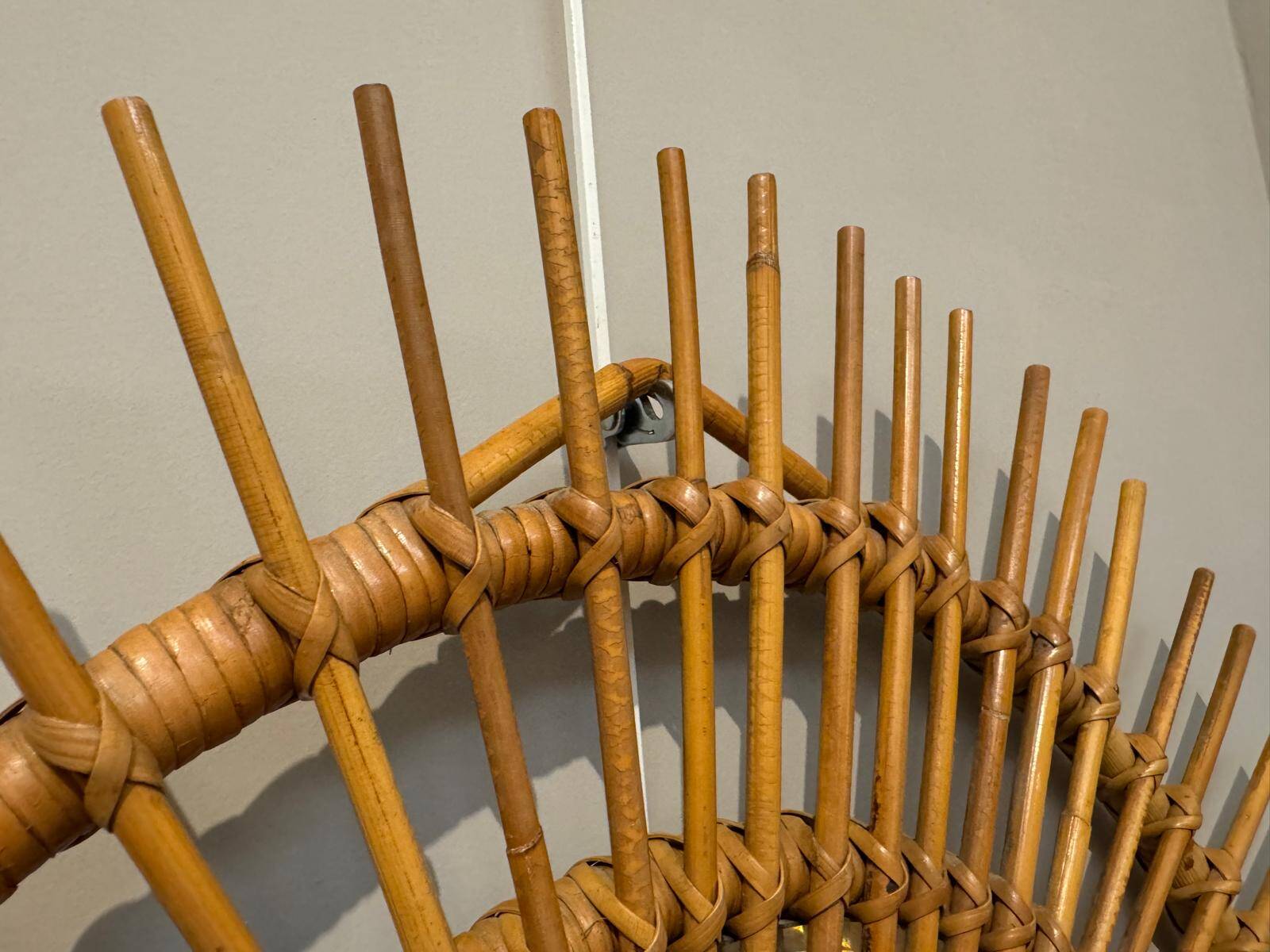 Vintage rattan sun mirror