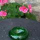 Organic glassware ashtray in signed and vintage green blown glass