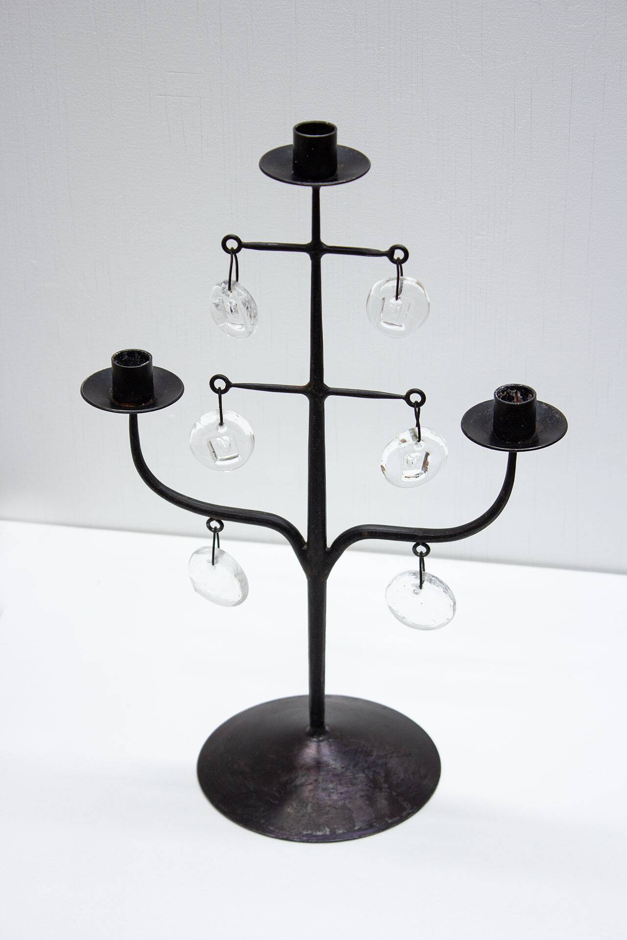 Wrought Iron & Glass Candelabra by Erik Höglund, Sweden, 1960s