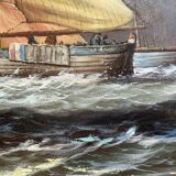 John Russel Chancellor (1925-1984) rare on the market, oil on canvas, marine, boats