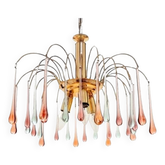 Murano Glass Teardrop Waterfall Chandelier, Italy, 1970s