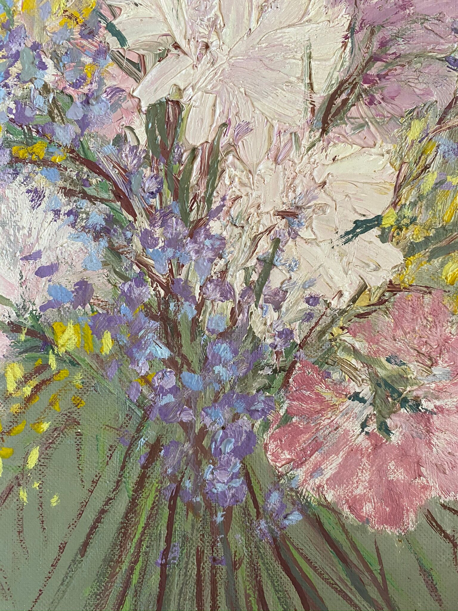 Ancient painting, still life with wildflowers 60/80s