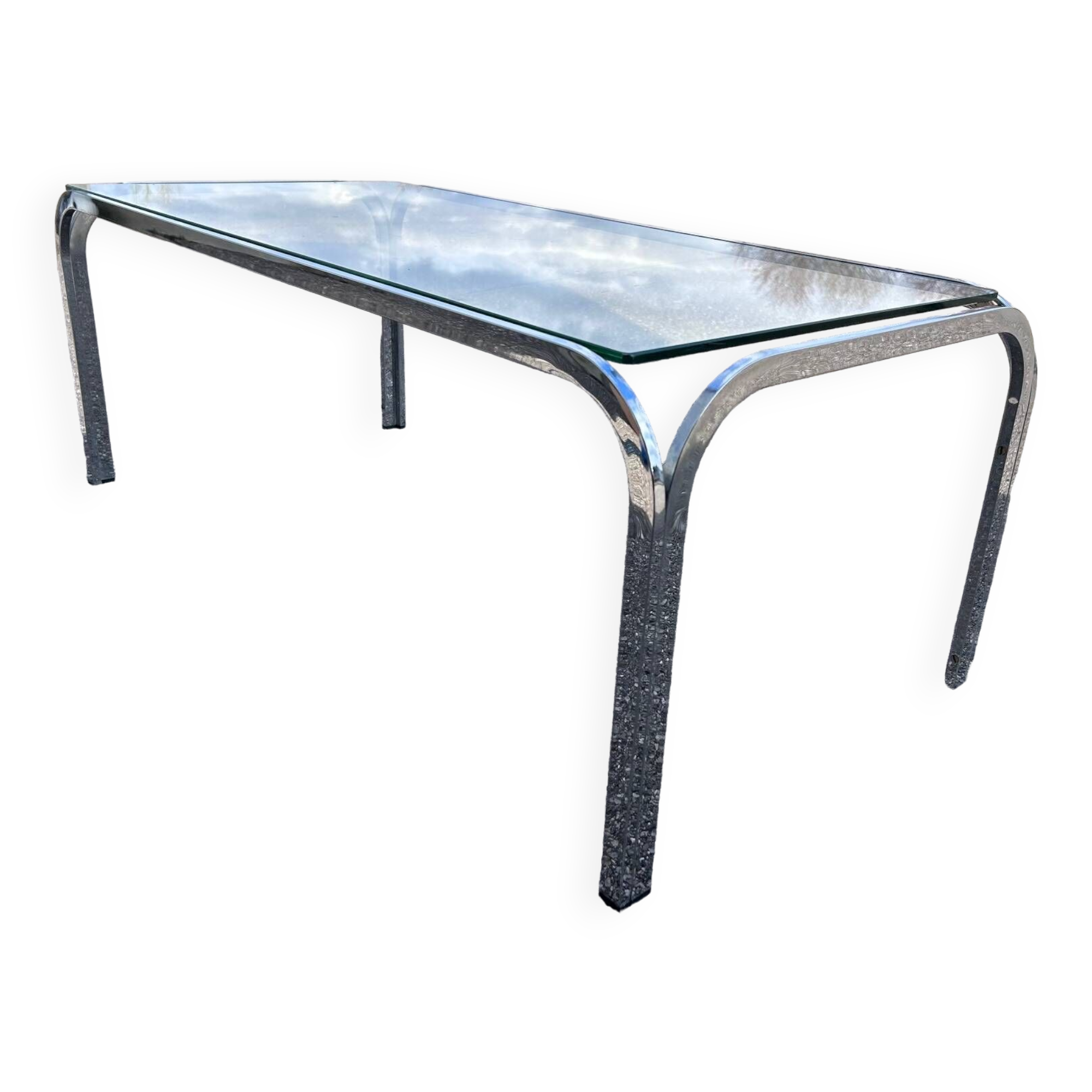 chrome and glass coffee table 1970