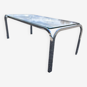 chrome and glass coffee table 1970