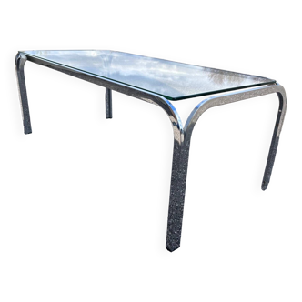 chrome and glass coffee table 1970