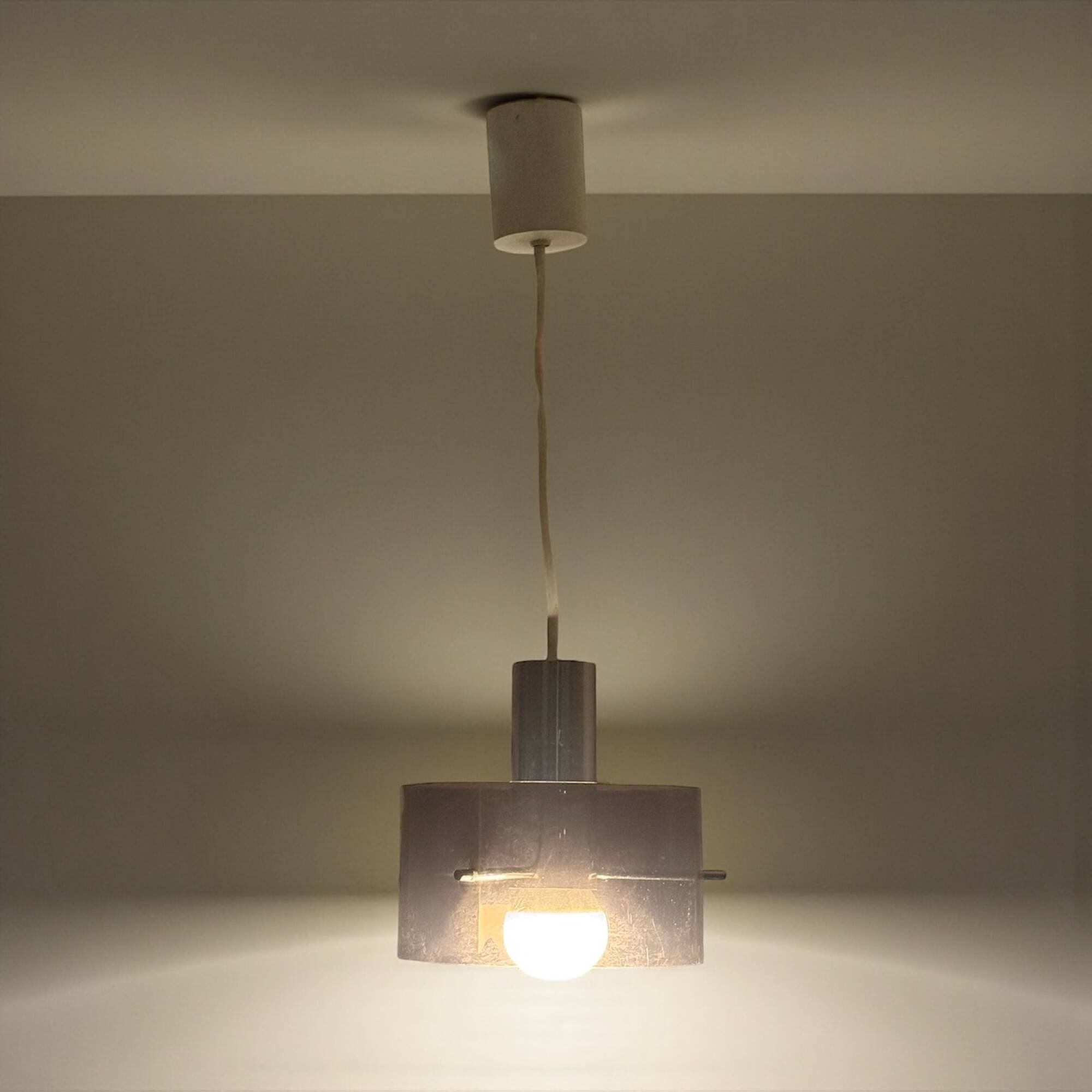 Vintage Italian Acrylic and Chrome Pendant Light, 1970s