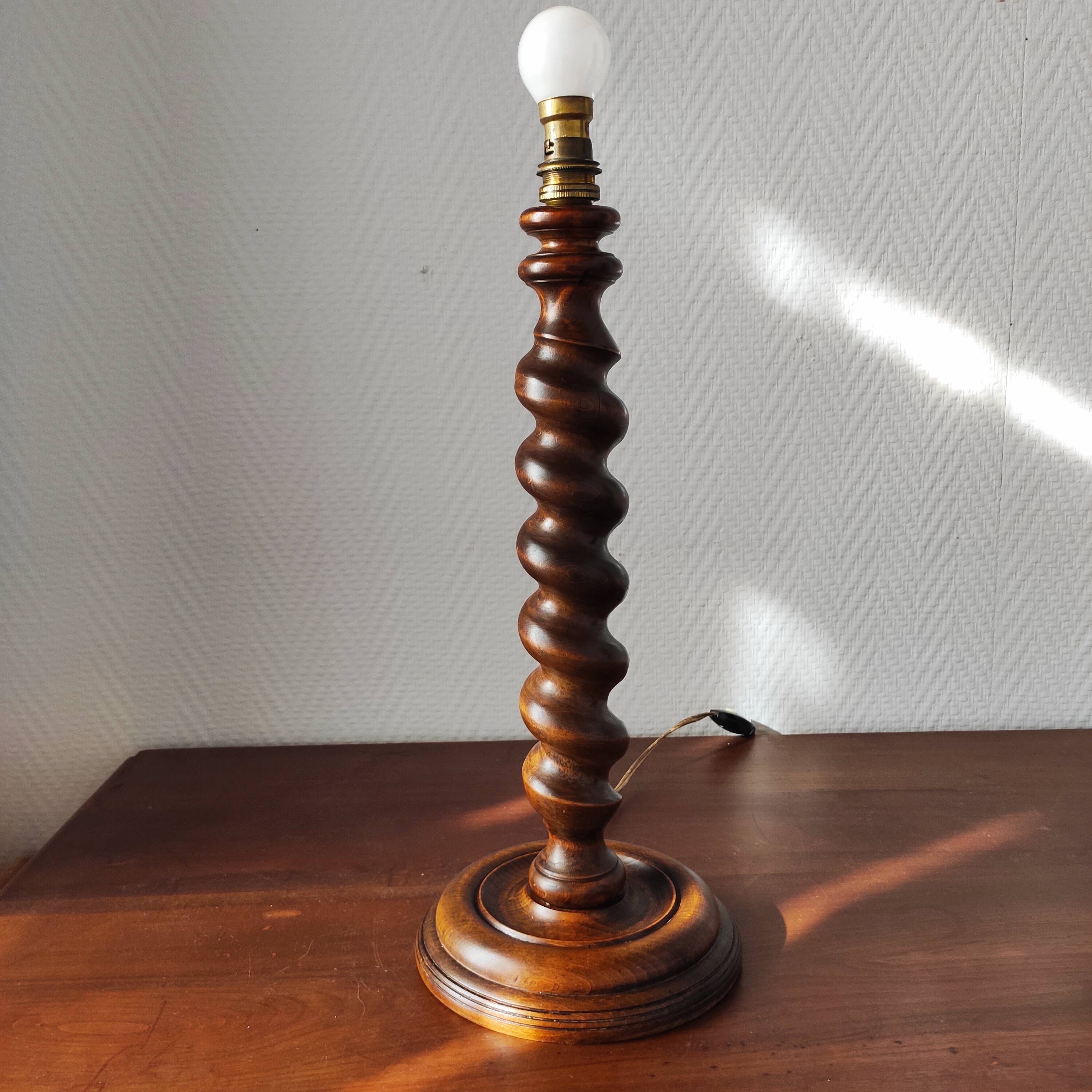Vintage turned wooden lamp base – France 1950-60