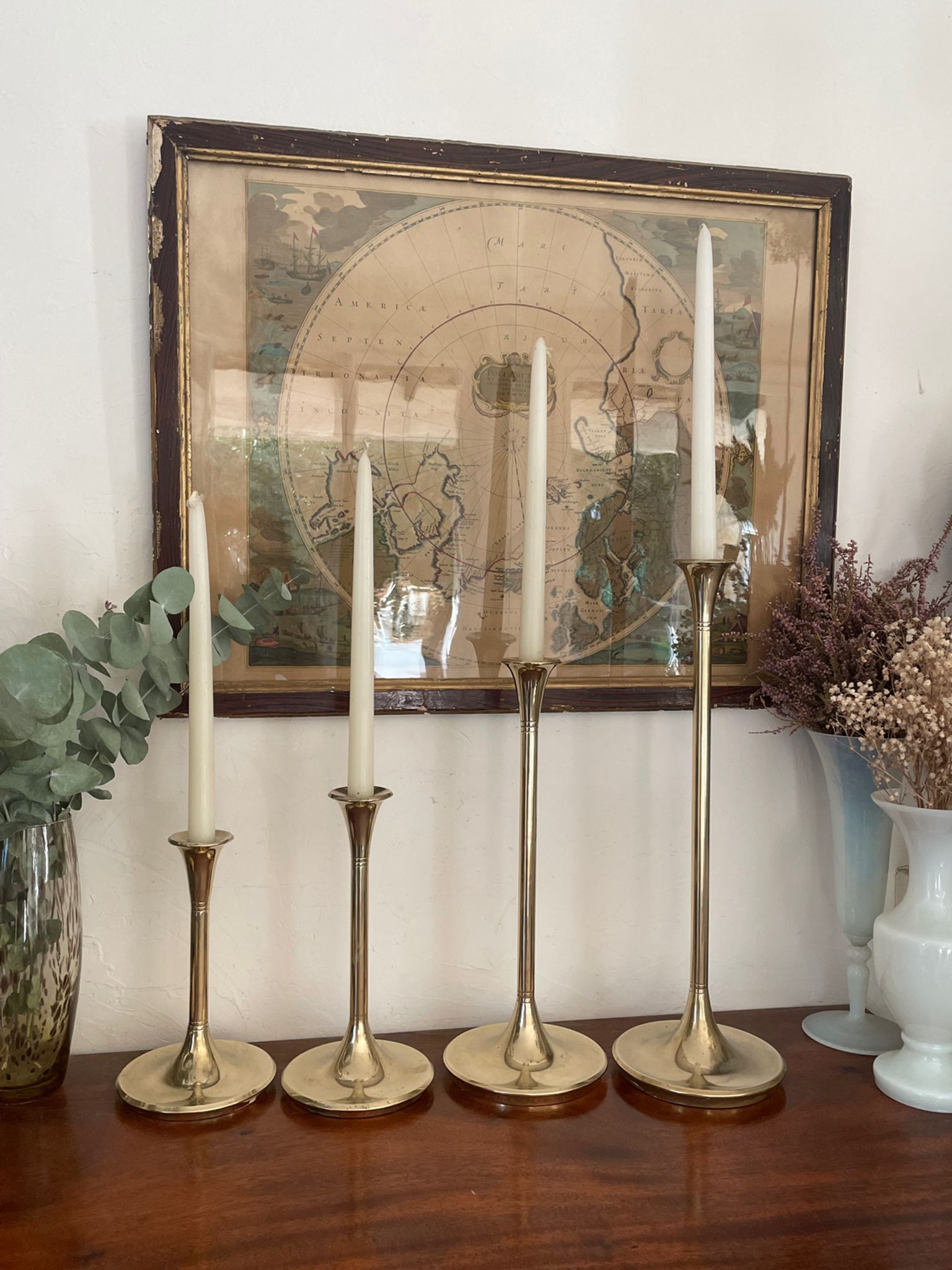 Set of 4 brass candle holders from Villeroy & Boch 45 to 21cm