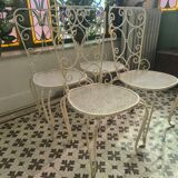 Salon de jardin blanc en fer forgé 1949 1950