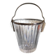Crystal ice bucket with silver-plated handle