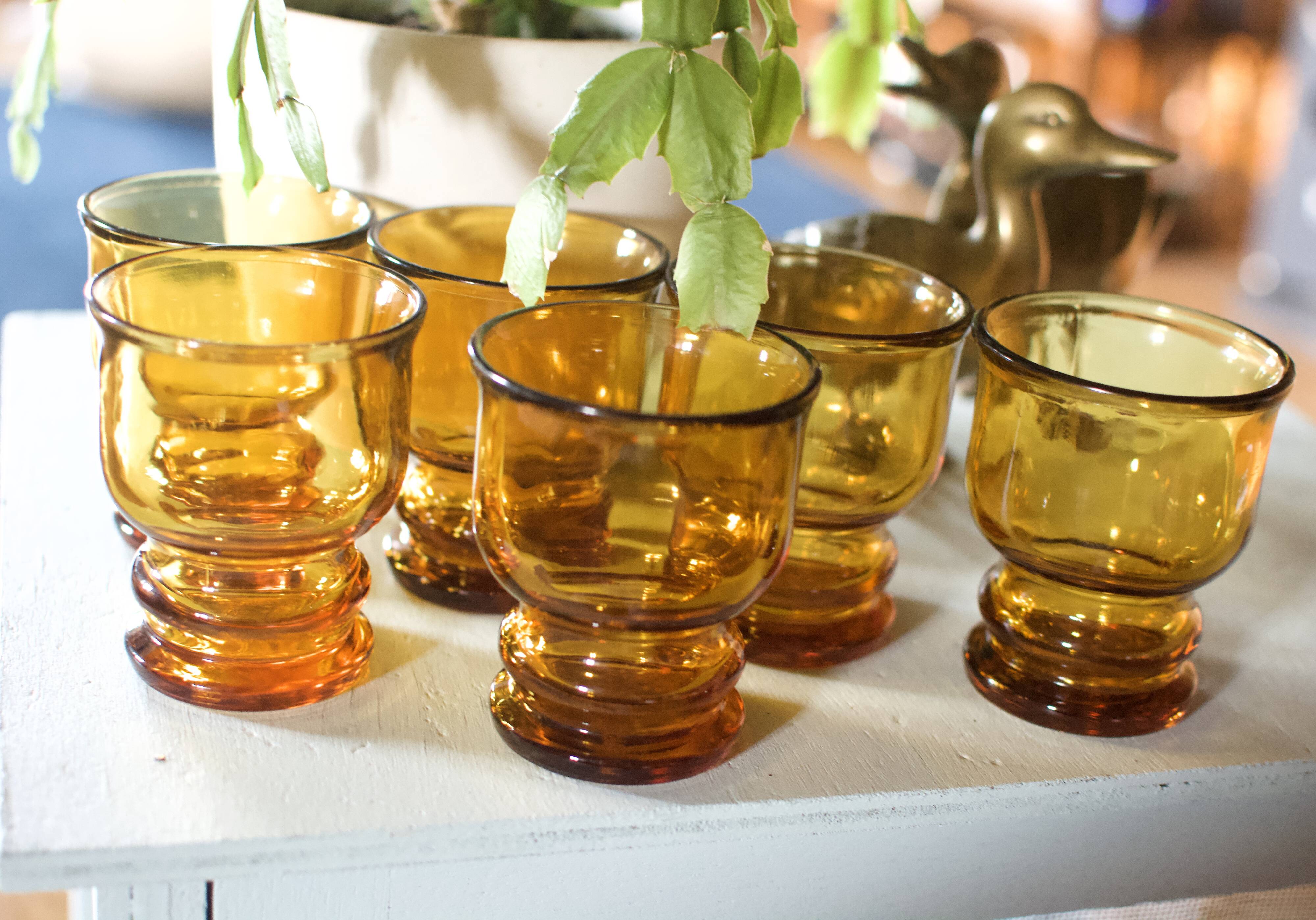 Ensemble de 6 verres ambré vintage pernod