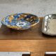 Glazed ceramic fruit bowl by Brancaleone, Italy, with floral decoration.