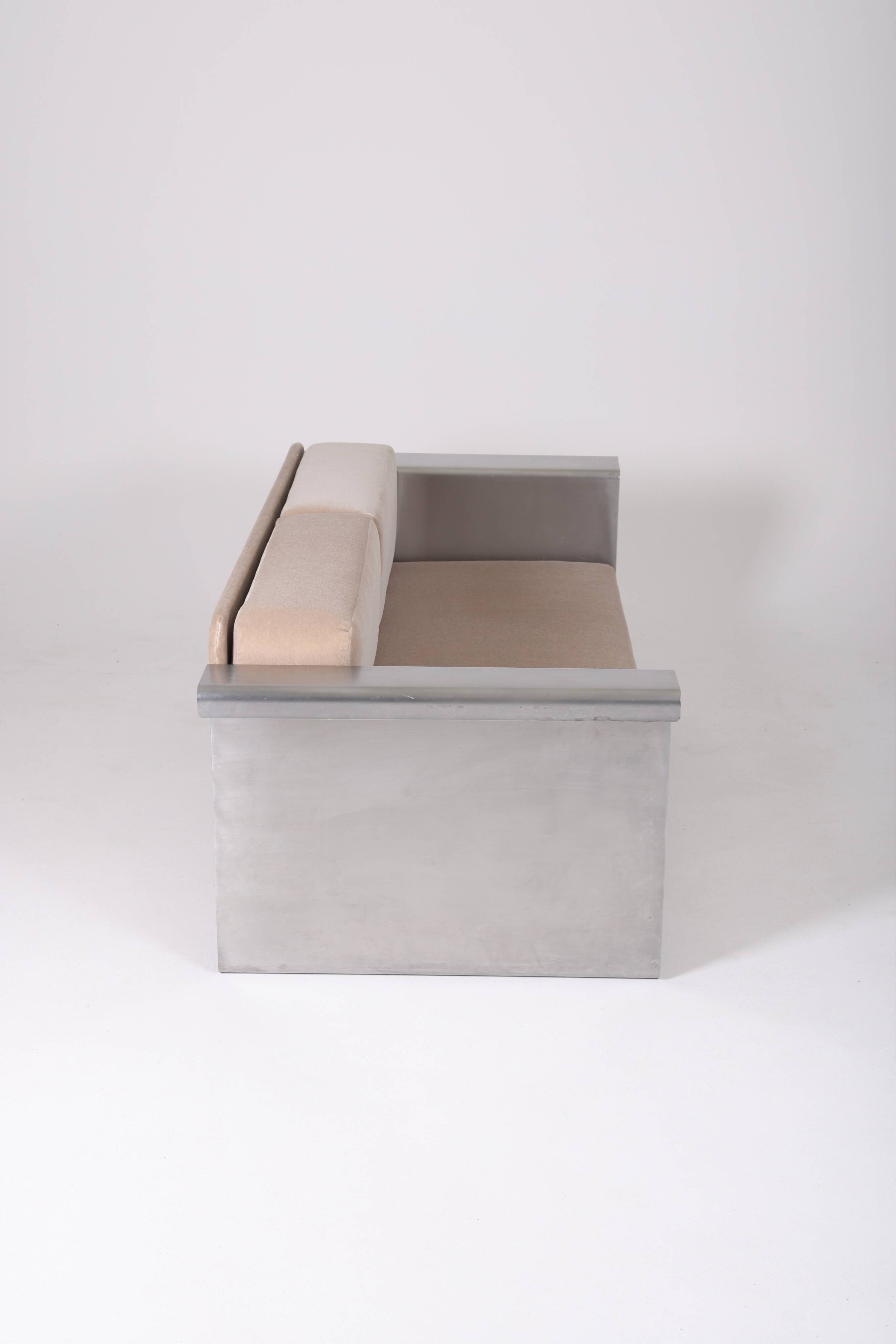 Aluminum and mohair sofa, 1970s
