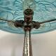 Art Deco table lamp, hammered metal base, glass shade, Degué, France, 1920-30s