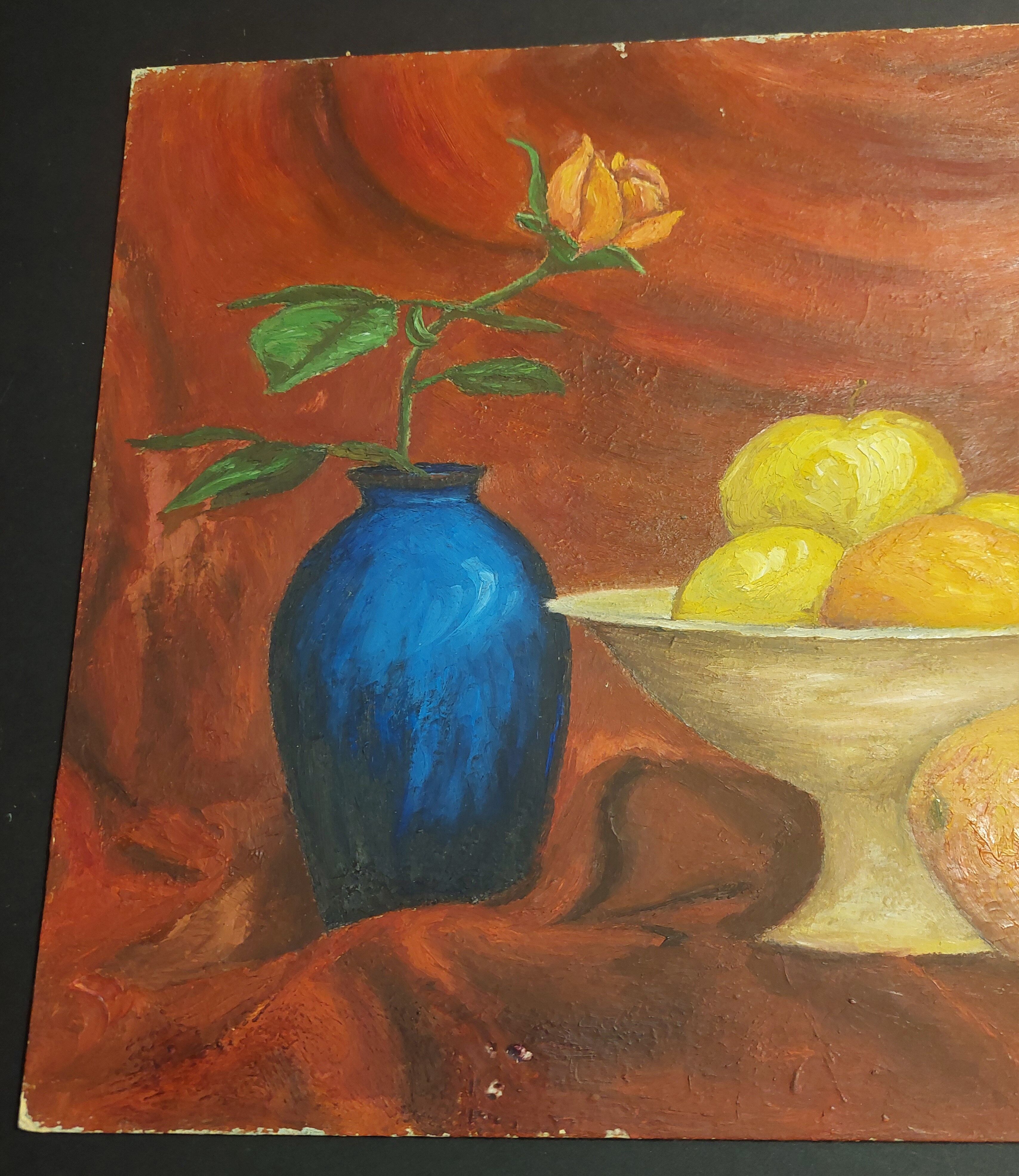Painting oil on cardboard still life