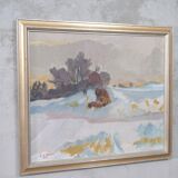 Scandinavian  Modern Painting, 1963, Oil on Canvas, Framed