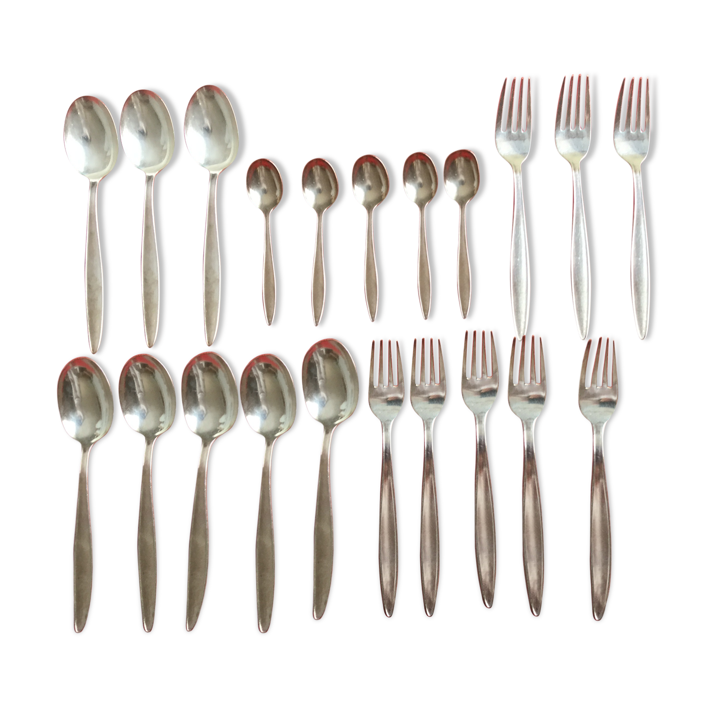 silver metal cutlery 21 pieces
