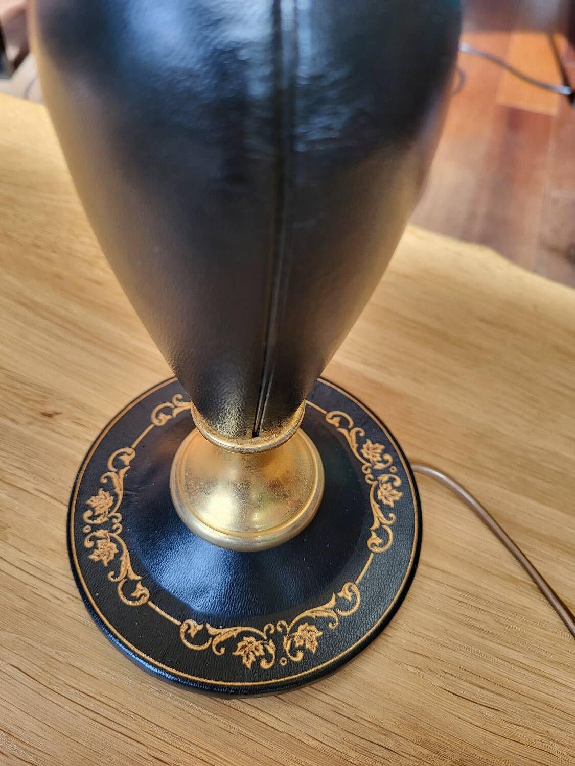 Vintage leather and brass desk lamp Le Tanneur