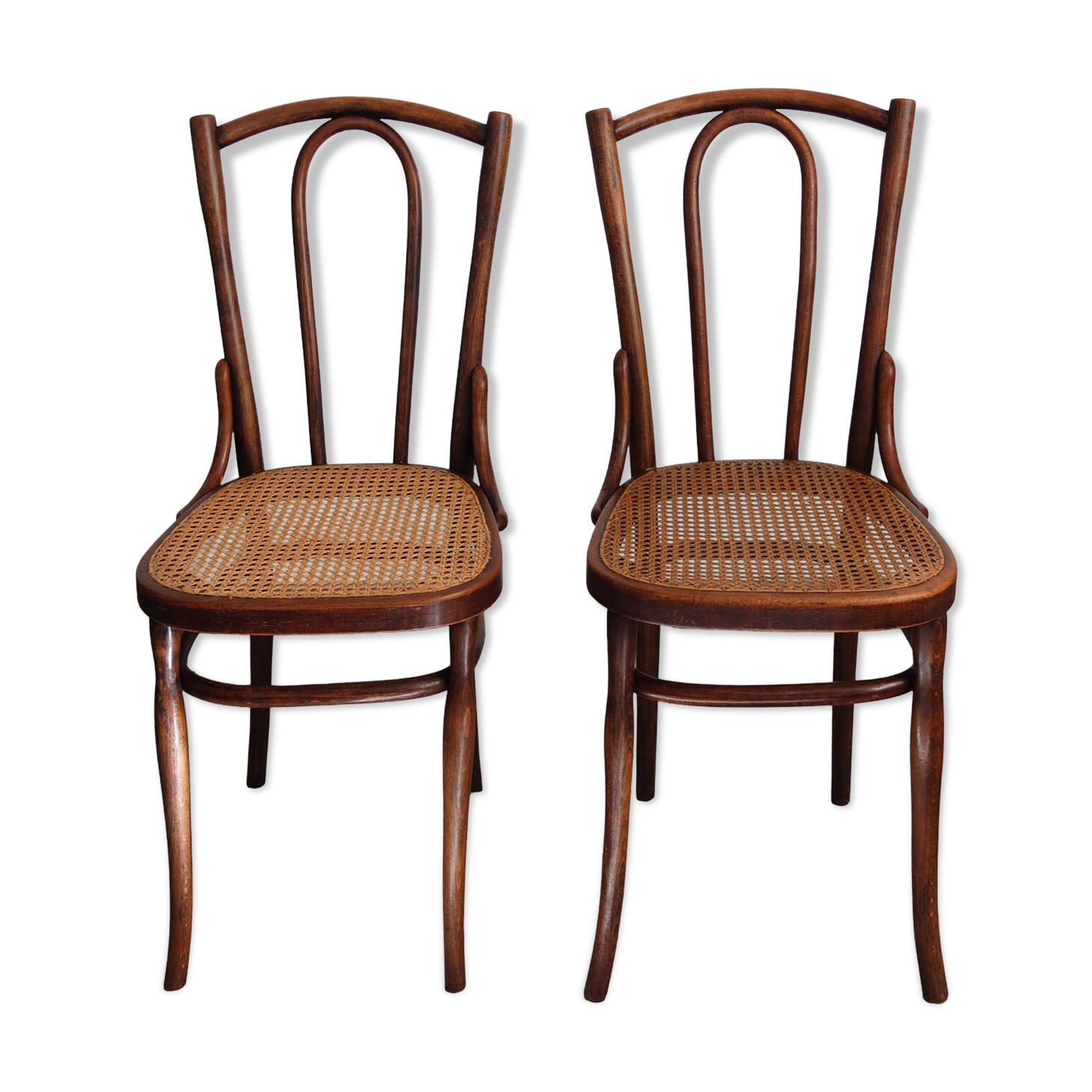 Paire de chaises bistro cannées 1900