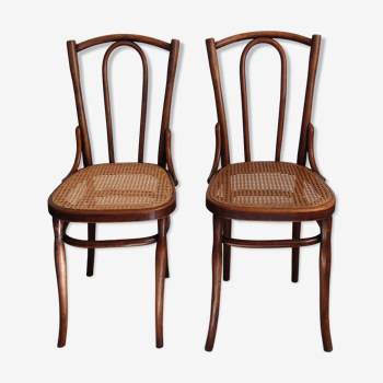 Paire de chaises bistro cannées 1900
