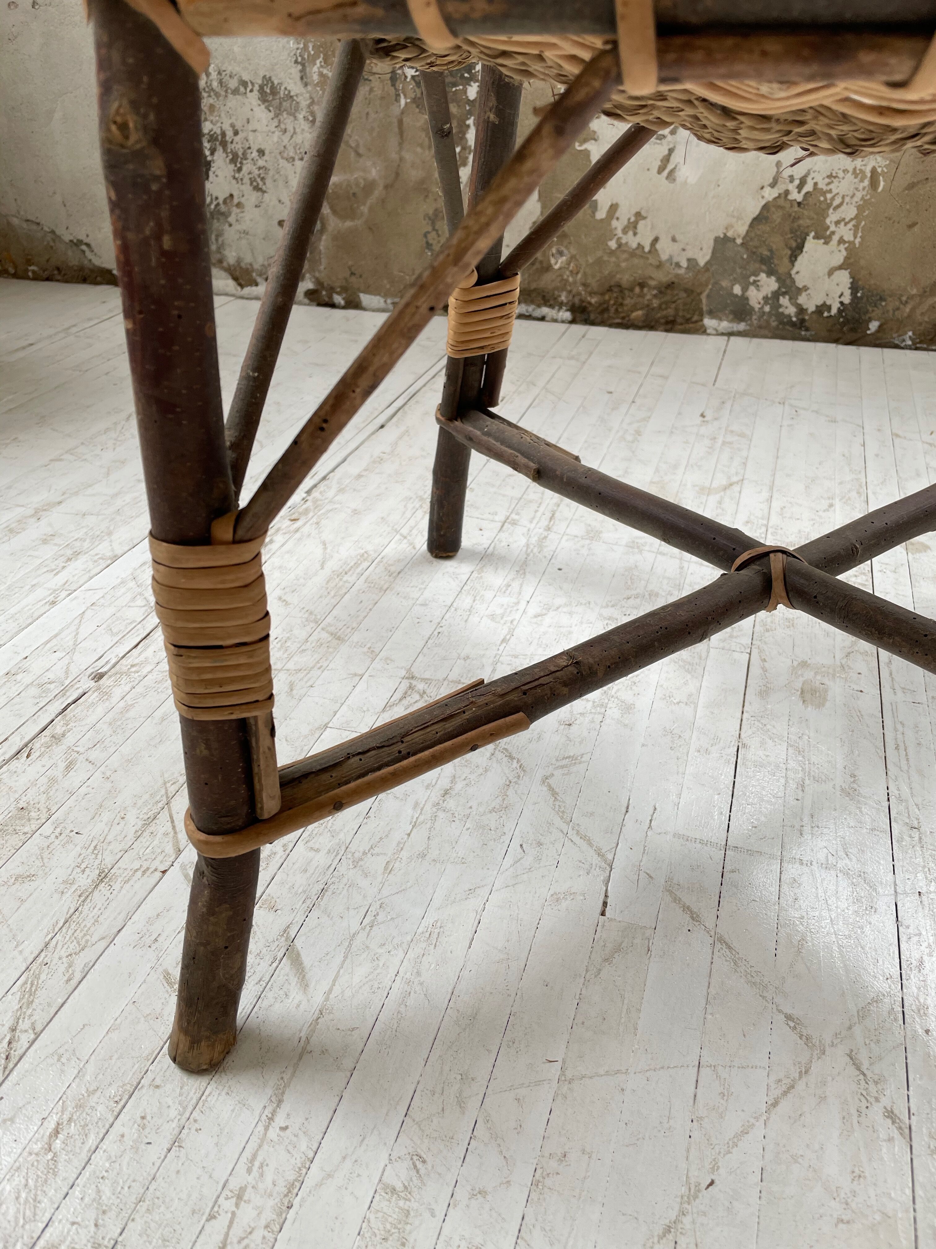 Popular rope, wicker and wood chair