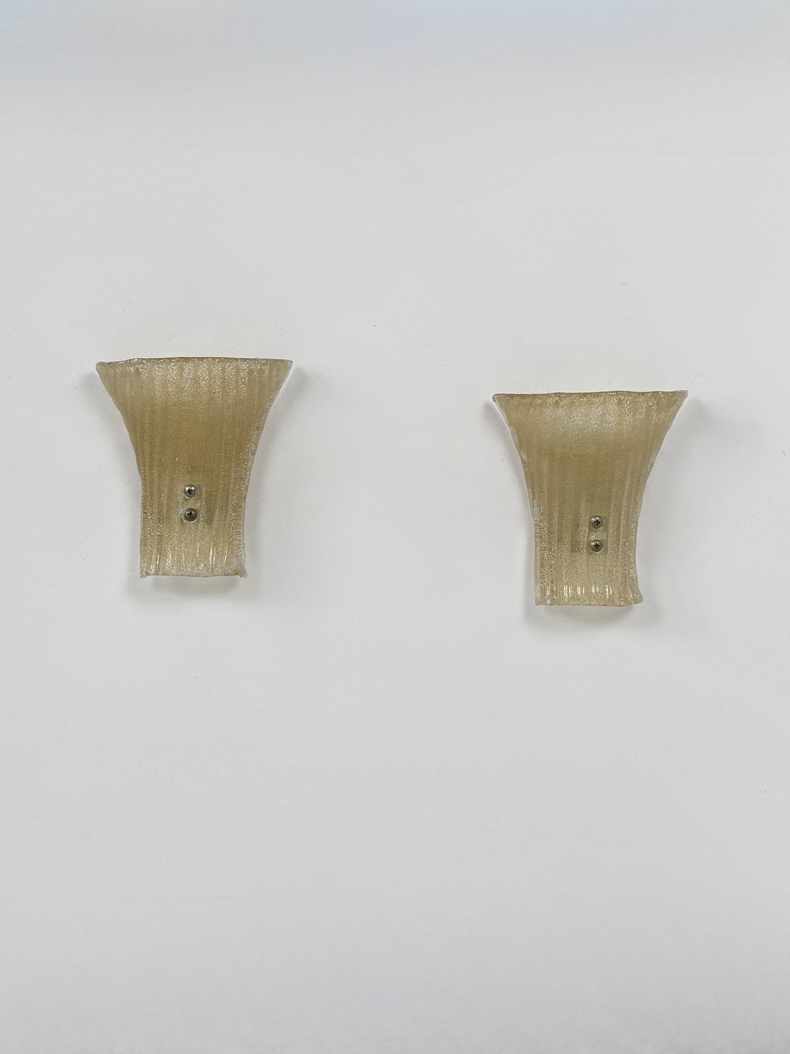 Pair of vintage Murano glass wall lights, pressed moulded, Italy, 1980.