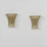 Pair of vintage Murano glass wall lights, pressed moulded, Italy, 1980.
