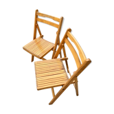 Pair of wooden folding chairs