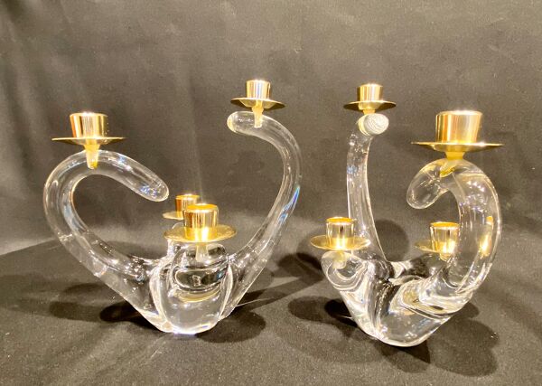 Paire de bougeoirs signée Schneider de 1930
