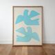 Birds bleus - grande peinture 50x70cm - tableau contemporain - signé eawy