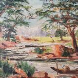 Old painting on canvas signed Bourbon.