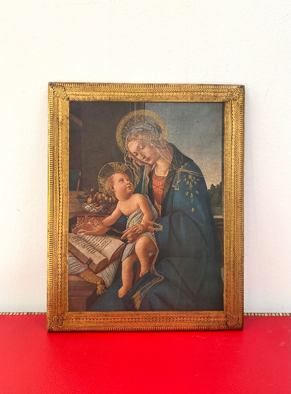 Religious icon on gilded wood: The Madonna of the Book