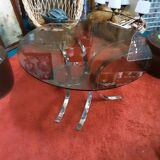 Coffee table year 70s glass and chrome