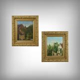 Pair of “Country Scenes” Paintings, signed A. Minne – Late 19th century