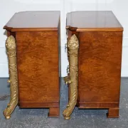 Empire Style Nightstands in Golden Walnut Burl, Set of 2