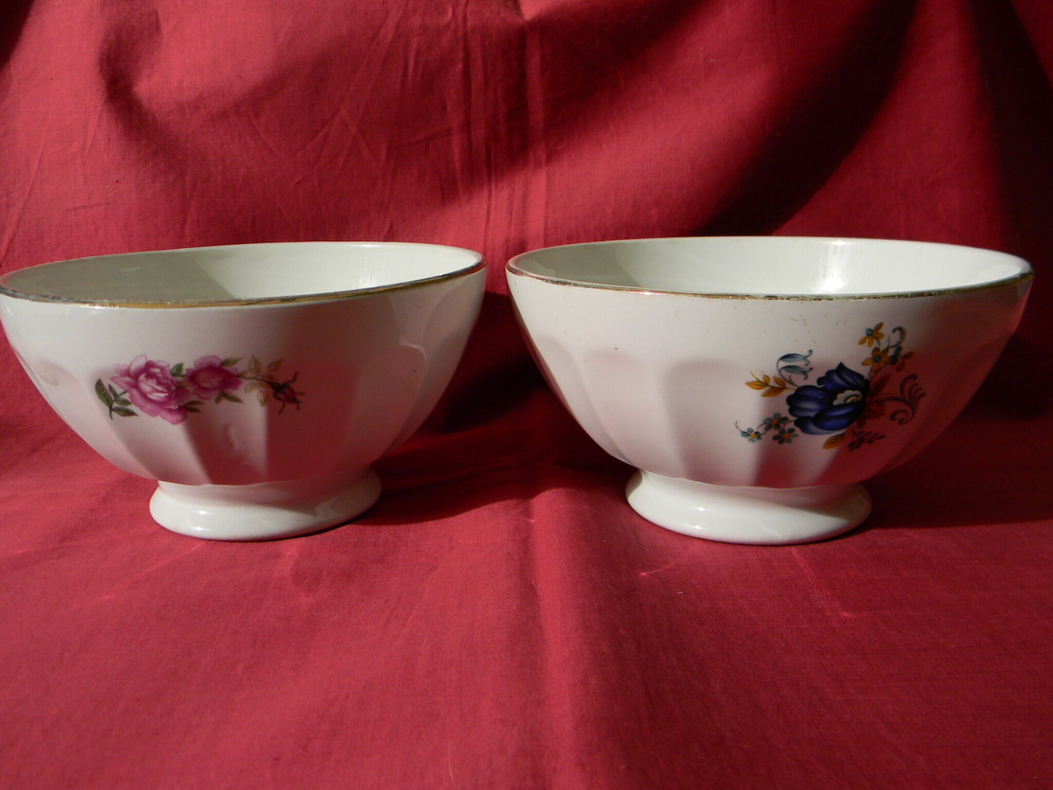 Lot of large old bowls.  Flower decoration.