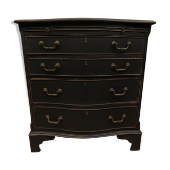 Antique black painted serpentine bachelors chest of drawers