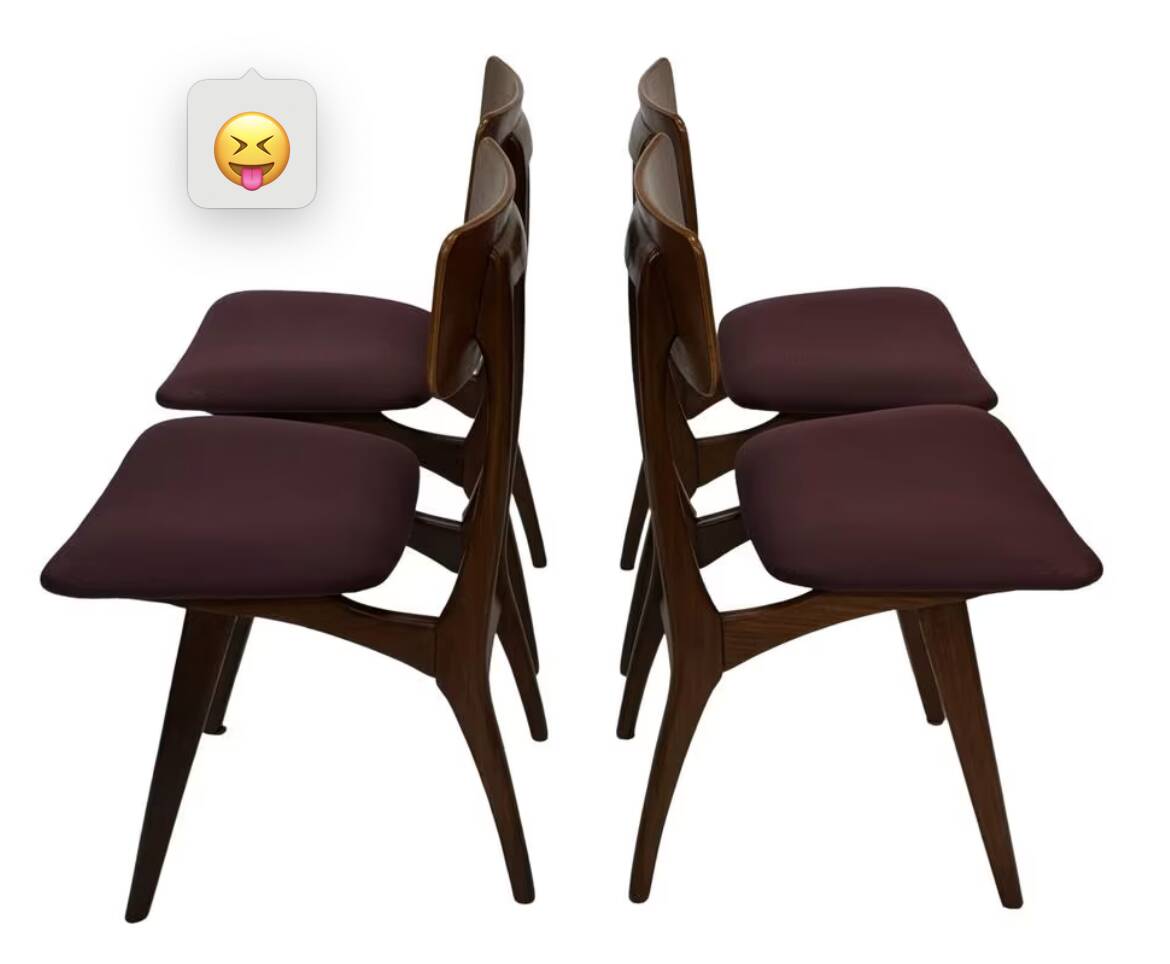 Vintage dining room chairs teak Topform design 60s Louis van Teeffelen