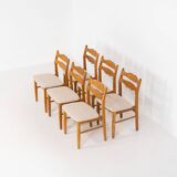 Set of 6 brutalist chairs in oak by Henning Kjaernulf