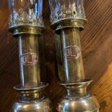Pair of brass railway wall sconces, DLC Wagon Lit lamps