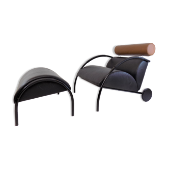 COR Zyklus leather armchair with ottoman by Peter Maly