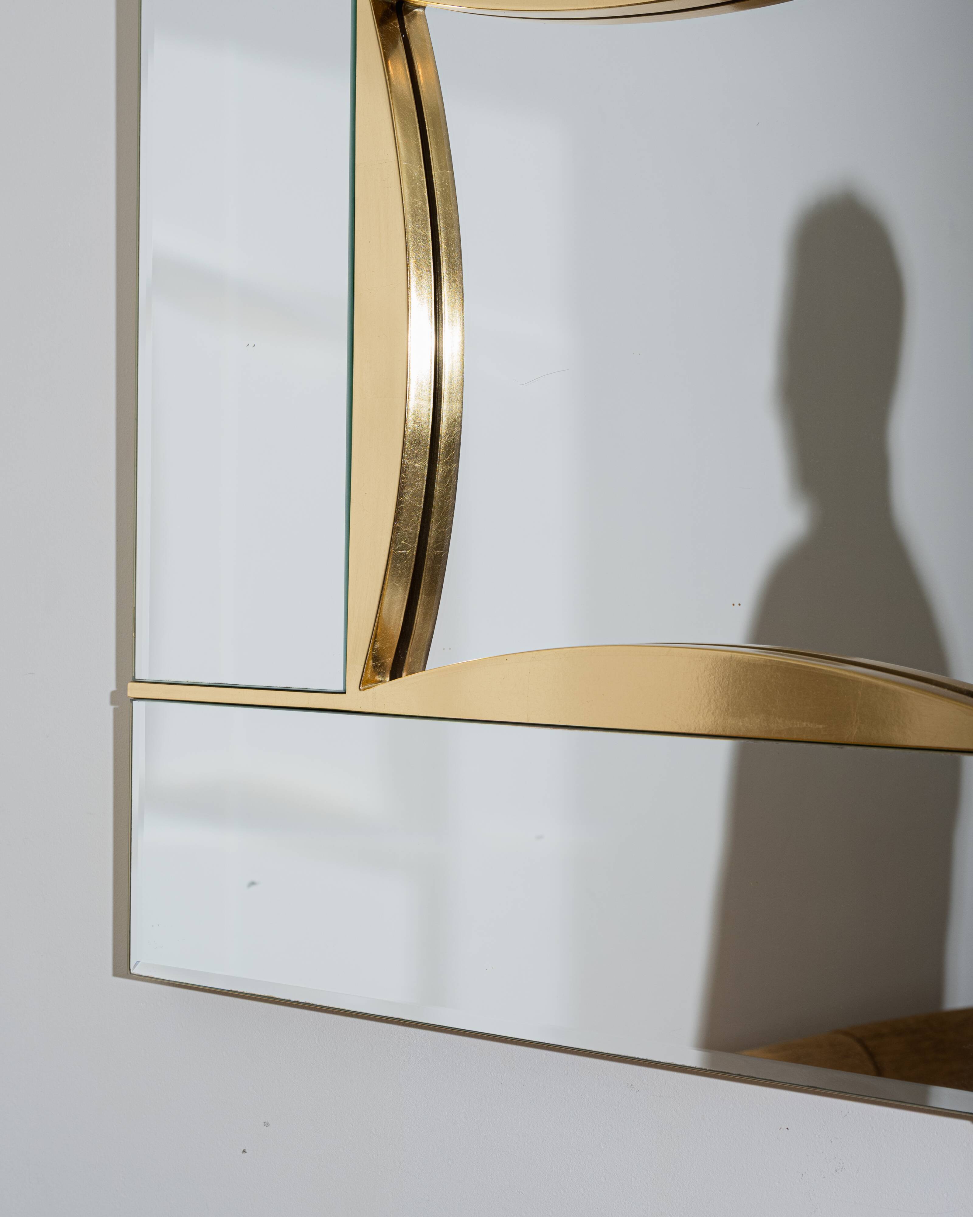 Cloisonné glass and brass mirror, 1970s