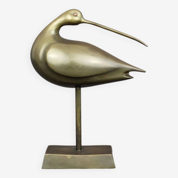 Brass bird statue 1960, Vintage 60s, Modernist decoration