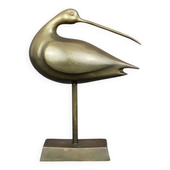 Brass bird statue 1960, Vintage 60s, Modernist decoration