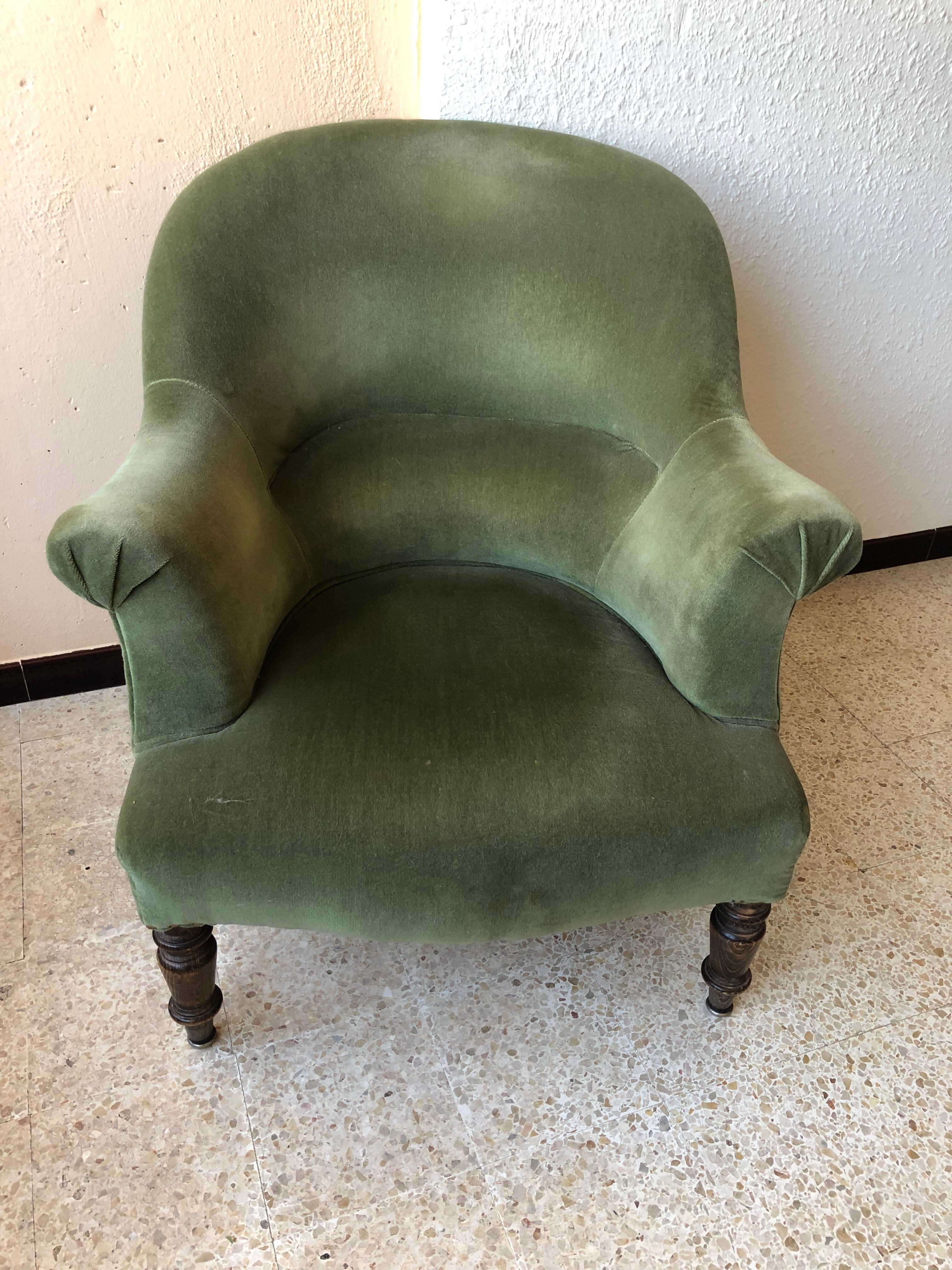 Toad armchair in green velvet
