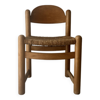 chaise paillée italienne en bois tourné, Hank Loewenstein 1970