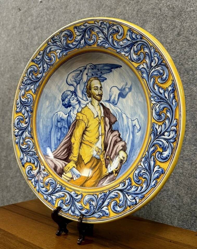 Talavera earthenware, Spain: large dish decorated with a mythological scene