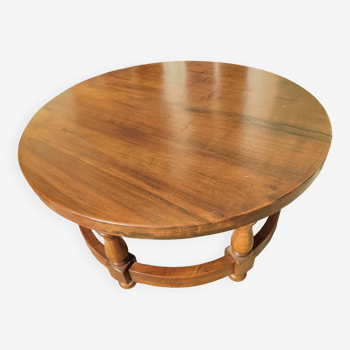 Round coffee table in solid walnut; diameter 80 cm