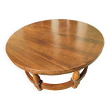 Round coffee table in solid walnut; diameter 80 cm